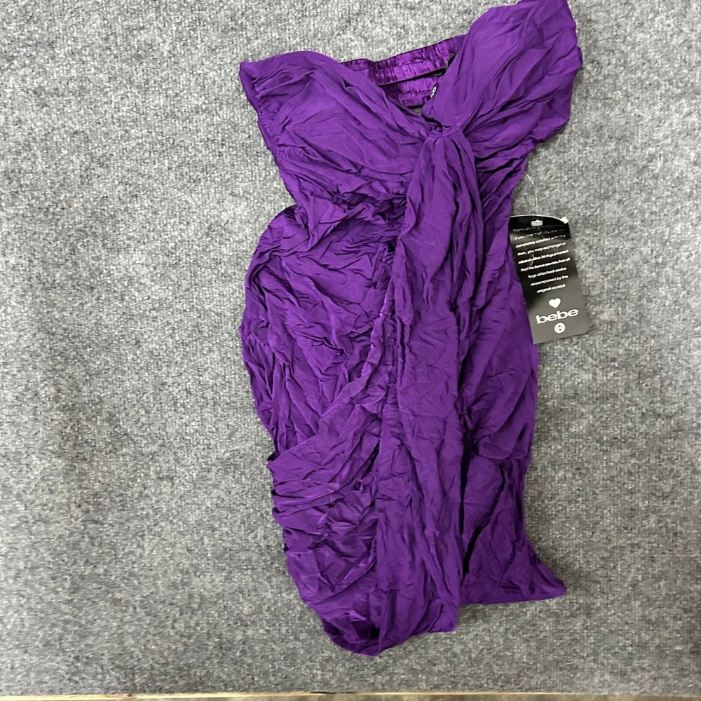 Bebe Dress Womens Size M Purple Ruched Bodycon Strapless Open Back Mini USA